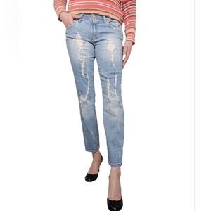 Baby Phat Vintage Y2K Rhinestone Distressed Chic Straight Leg Low Rise Jeans